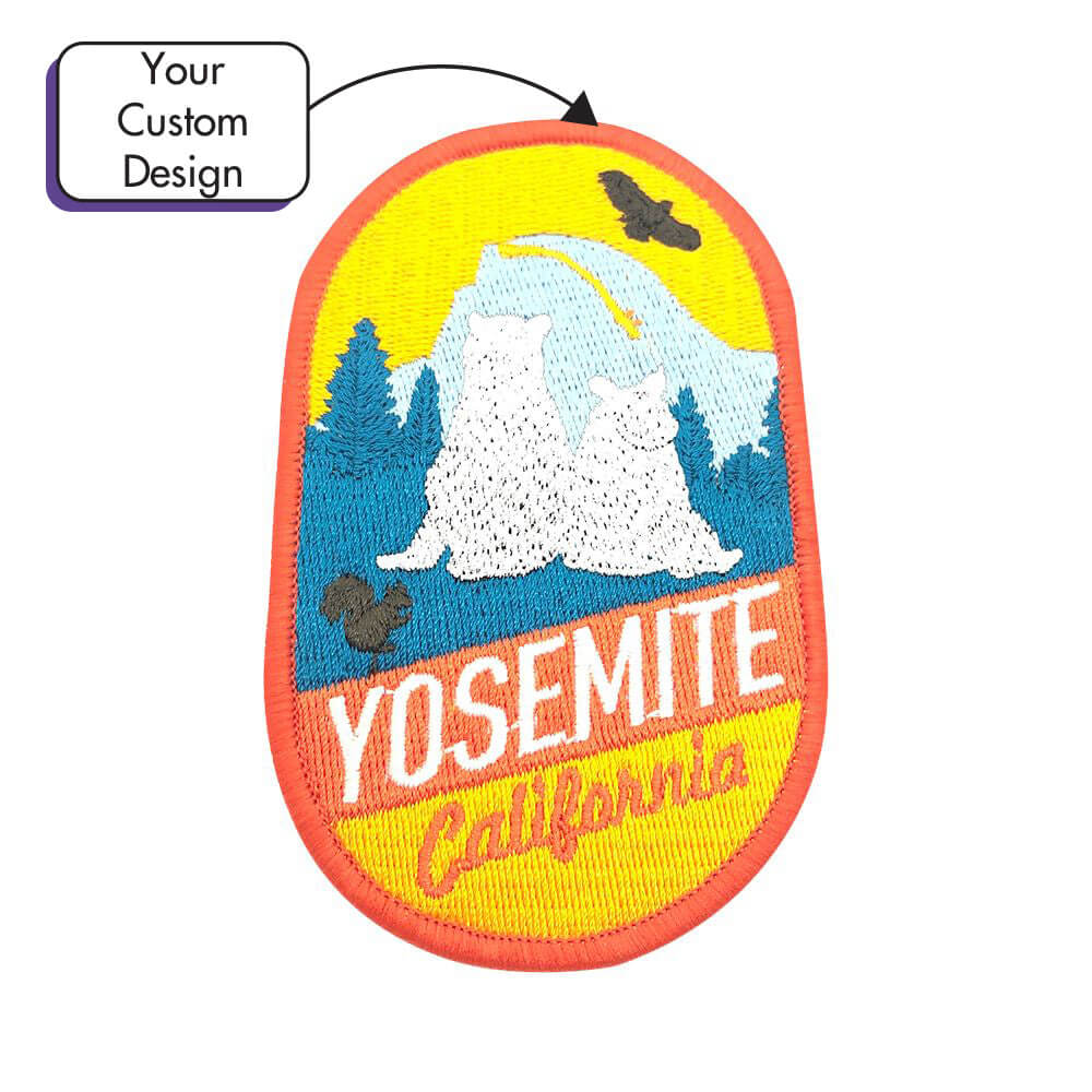 Custom woven patch with fine lettering and detailed artwork