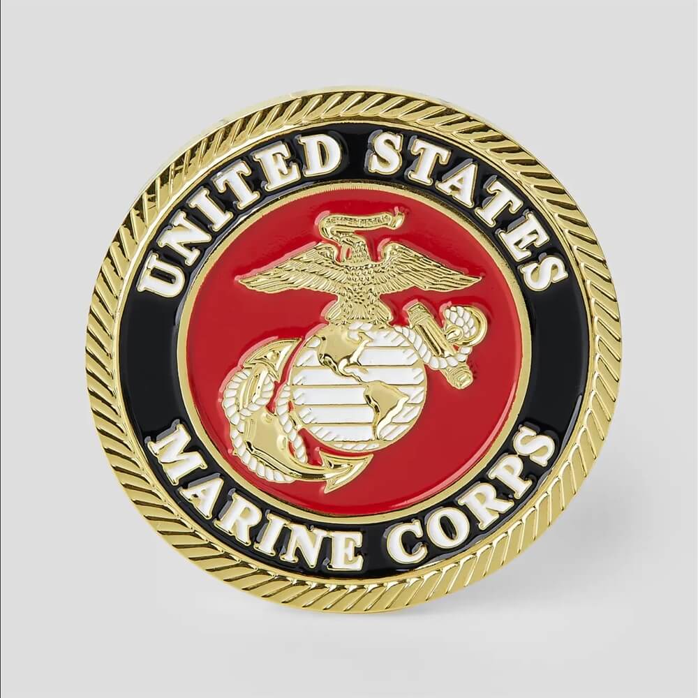 Custom military challenge coin with detailed enamel artwork