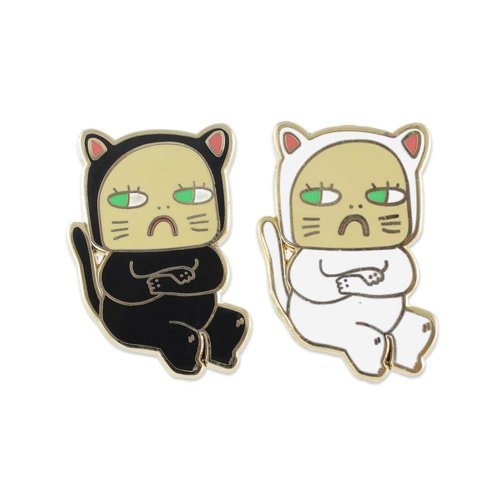 Polished metal and hard enamel pin detail
