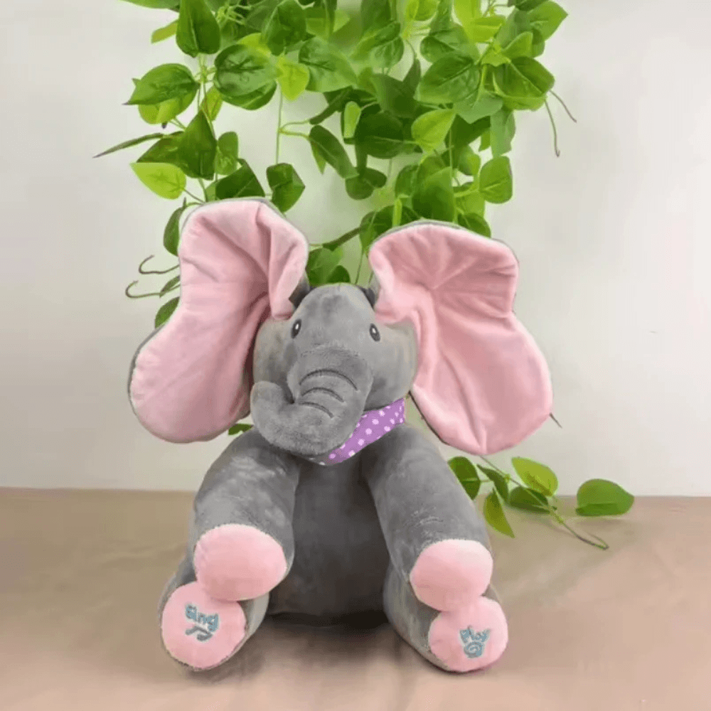 MZIHO™ Peek-a-Boo Talking Elephant Plush Toy | Soothing Toy for Babies & Toddlers