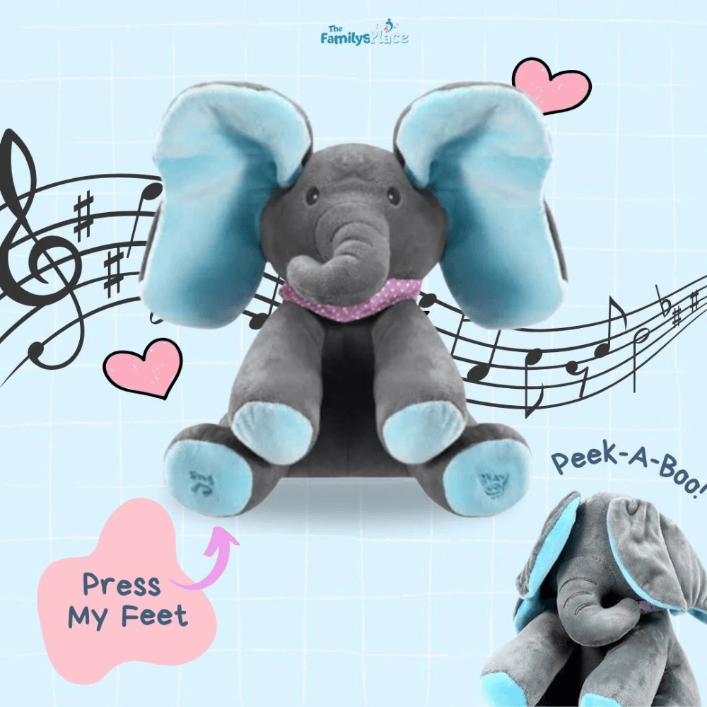 MZIHO™ Peek-a-Boo Talking Elephant Plush Toy | Soothing Toy for Babies & Toddlers