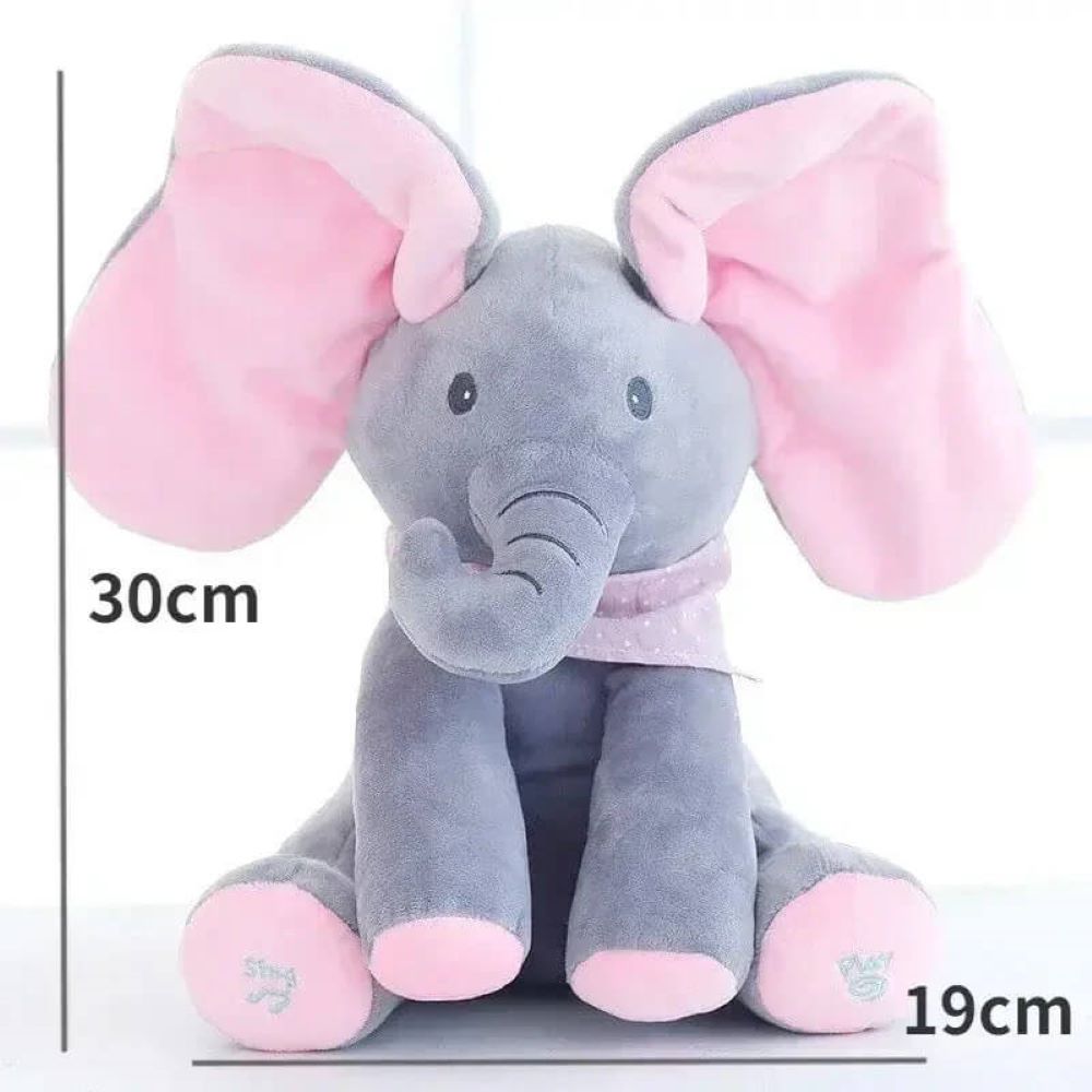 MZIHO™ Peek-a-Boo Talking Elephant Plush Toy | Soothing Toy for Babies & Toddlers