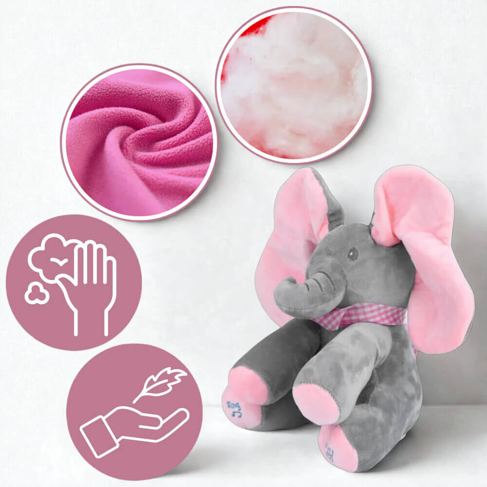 MZIHO™ Peek-a-Boo Talking Elephant Plush Toy | Soothing Toy for Babies & Toddlers