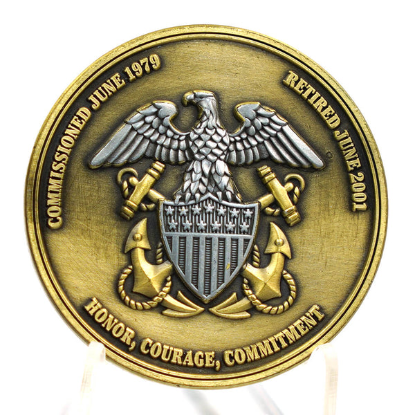 Antique gold military eagle and anchor custom challenge coin