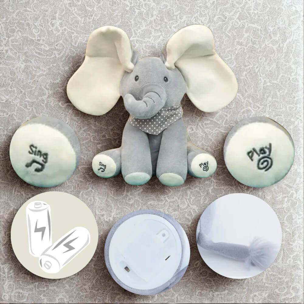 MZIHO™ Peek-a-Boo Talking Elephant Plush Toy | Soothing Toy for Babies & Toddlers