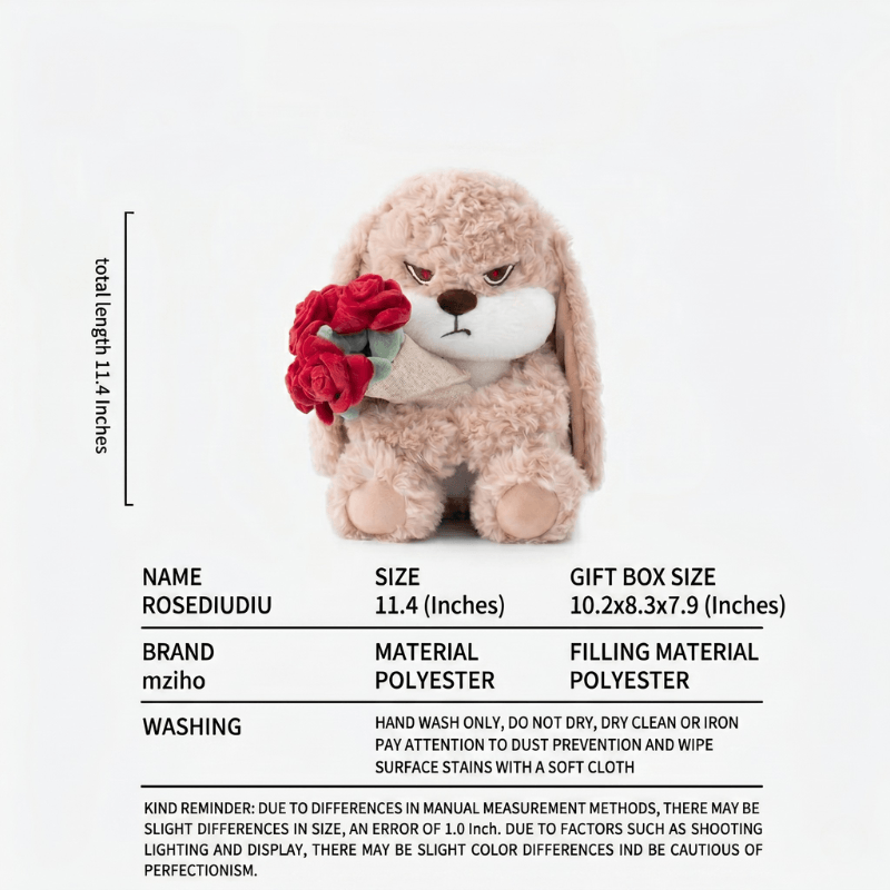 MZIHO® DiuDiu — The Moody Rose Bunny Who Loves You Anyway