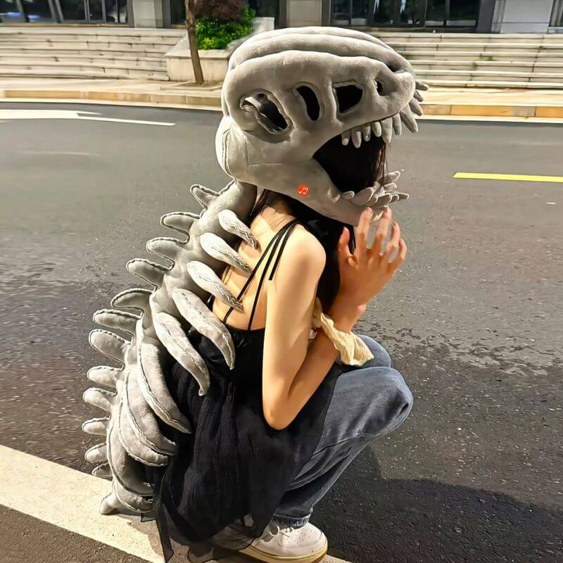 Wearable Dinosaur Skeleton Plush Costume - Soft & Huggable for Kids & Adults