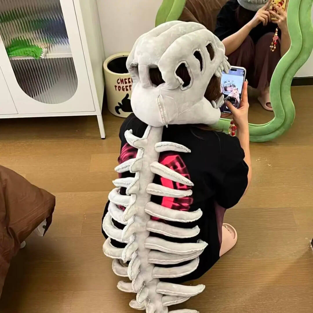 Wearable Dinosaur Skeleton Plush Costume - Soft & Huggable for Kids & Adults