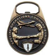 Bottle opener army coin for Special Operations Command Europe