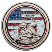 Custom army unit coin with soldier and samurai design