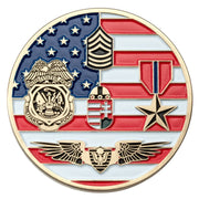 Custom US Army Military Police challenge coin with rank chevrons