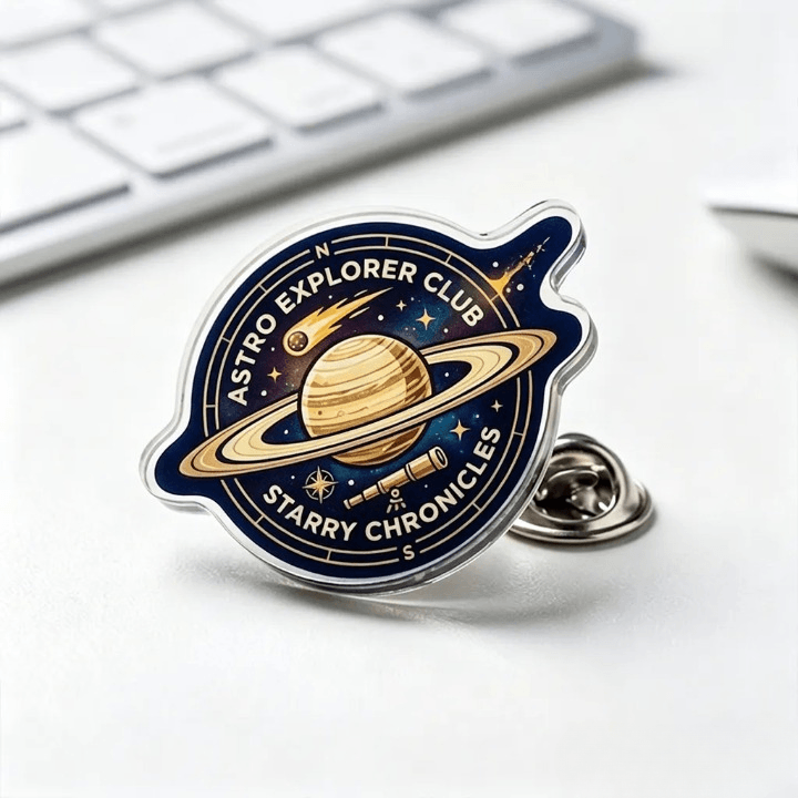 Custom acrylic pin with full-color printed artwork Main image
