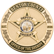 Custom sheriff challenge coin with a gold deputy star