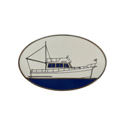 Custom hard enamel boat pin with smooth polished color fill